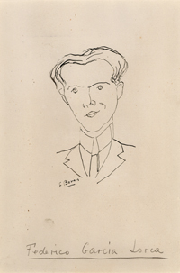 Francisco Bores, Retrato de Federico Garc&iacute;a Lorca, 1923-1925. Tinta sobre papel, 32 x 22,6 cm. Colecci&oacute;n de Arte de la Residencia de Estudiantes, Madrid