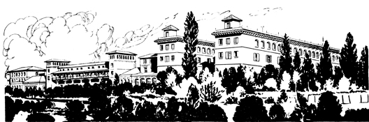 Vista de los pabellones de la Residencia de Estudiantes. Dibujo de Fernando Marco. Biblioteca Nacional de España, Madrid. Vista de los pabellones de la Residencia de Estudiantes. Dibujo de Fernando Marco. Biblioteca Nacional de España, Madrid.