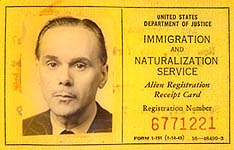 Luis Cermuda&rsquo;s Immigration card, New York, 1947 