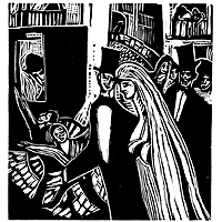 Sin t&iacute;tulo (La boda). Xilograf&iacute;a reproducida en Revista Casa Am&eacute;rica-Galicia num.32, agosto 1923