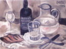 Francisco Bores, Caf&eacute; au lait (Caf&eacute; con leche), 1925. &Oacute;leo sobre lienzo, 48 x 63 cm. Colecci&oacute;n  particular
