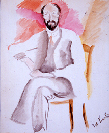 Esteban Vicente, Retrato de Juan Ram&oacute;n Jim&eacute;nez, hacia 1928. Acuarela sobre papel, 22 x 18,5 cm