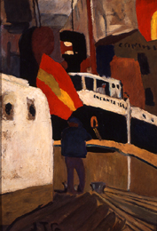 Joaqu&iacute;n Torres Garc&iacute;a, El barco espa&ntilde;ol, 1918. &Oacute;leo sobre cart&oacute;n, 52 x 36 cm