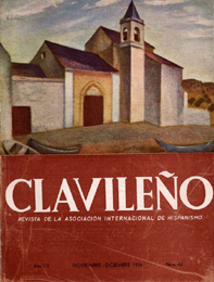 Clavile&ntilde;o, n&uacute;m. 24, Madrid, Revista de la Asociaci&oacute;n Internacional de Hispanismo, noviembre-diciembre de 1953