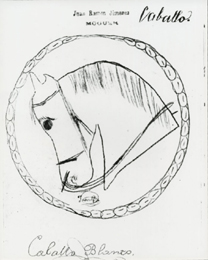 Cabeza de caballo blanco, dibujo de Juan Ram&oacute;n Jim&eacute;nez hacia los ocho a&ntilde;os