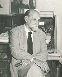 Juan Ram&oacute;n Jim&eacute;nez en su casa de Hato Rey, Floral Park, San Juan de Puerto Rico, hacia 1953