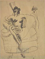 Charles-&Eacute;douard Jeanneret (Le Corbusier), Femme nue debout habill&eacute;e &agrave; l&rsquo;espagnole (Mujer desnuda de pie vestida a la espa&ntilde;ola), s.a. Pluma sobre papel, 27 x 21 cm
