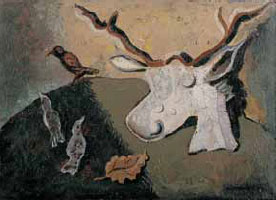Cabeza de ciervo y p&aacute;jaros, circa 1933. Malaga Museum.