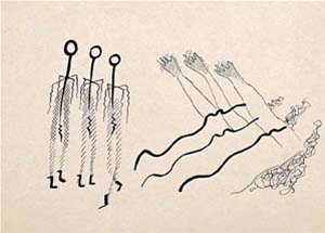Sin t�tulo, hacia 1929
Tinta sobre papel, 158 x 218 mm
[Frontis al poema �Al pueblo, s�, pero contigo�]