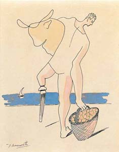 Hombre con cesta y cabeza de toro, hacia 1932 Hombre con cesta y cabeza de toro, hacia 1932