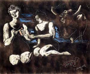 Sin t�tulo [Mujeres y cabeza de toro en la playa], 1932