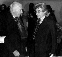 Josep Tarradellas y Jos&eacute; Mart&iacute;nez en la presentaci&oacute;n del Ruedo Ib&eacute;rico en la galeria Maeght. Barcelona, 20 de abril de 1978.