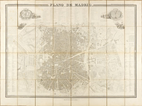 Francisco Coello, Plano de Madrid. Mapa formado por Francisco Coello. Aumentado con notas estad&iacute;sticas e hist&oacute;ricas por Pascual Madoz. Grabado en Madrid bajo la direcci&oacute;n de Juan Noguera, Madrid, 1847.Instituto de Econom&iacute;a y Geograf&iacute;a, CSIC, Madrid