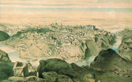 Alfred Guesdon, Toledo, vista tomada desde la piedra del Rey Moro. Par&iacute;s, Imp. De Fois Delaruc, hacia 1855. Litograf&iacute;a, 28 x 43,7 cm