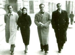 Manuel de Ter&aacute;n con Fernanda Troyano y los hermanos de &eacute;sta Jos&eacute; y Rafael, Madrid, hacia 1934