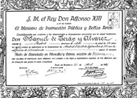 T&iacute;tulo de licenciado en Filosof&iacute;a y Letras de Manuel de Ter&aacute;n, Madrid, 21 de abril de 1927
