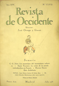 Portada del n�mero de Revista de Occidente (a�o XIV, n�m. CLVII, Madrid, julio de 1936), en el que Manuel de Ter�n public� su trabajo sobre la �Baja Andaluc�a�